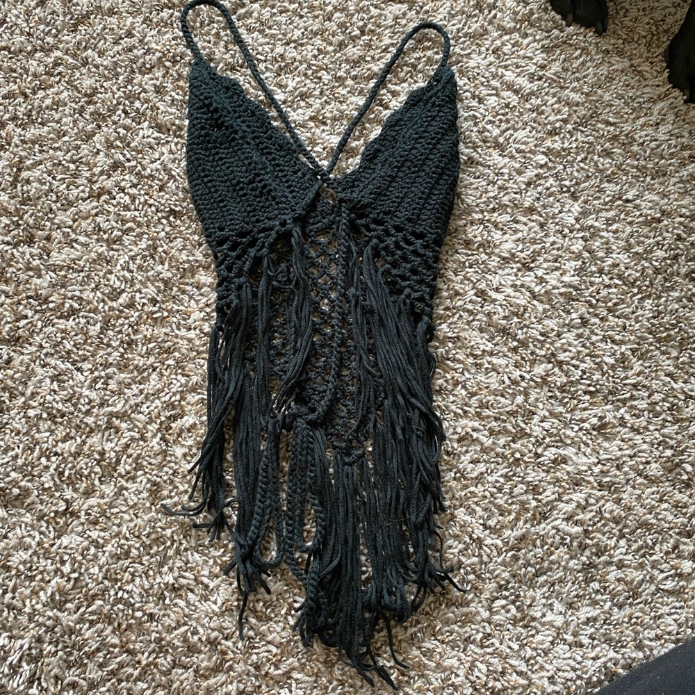Black Crochet top with tassels